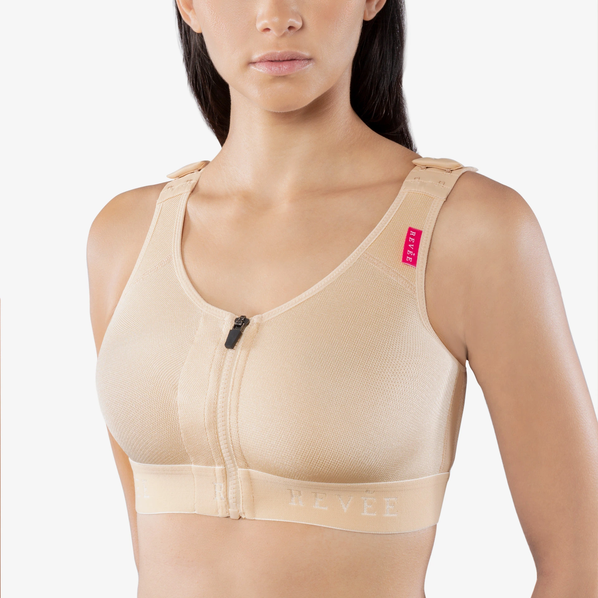 مشد طبي ضاغط بعد عمليات الصدر - لعمليات التكبير وتصغير الثدي (سحاب)